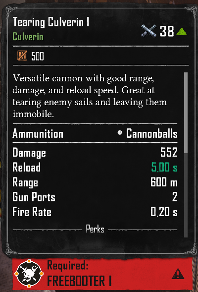 Tearing Culverin I (Required:Freebooter 1)