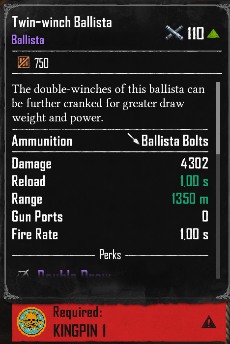 Twin-winch Ballista (Required:Kingpin 1)