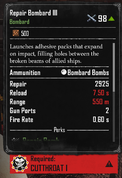 Repair Bombard III (Required:Cutthroat 1)