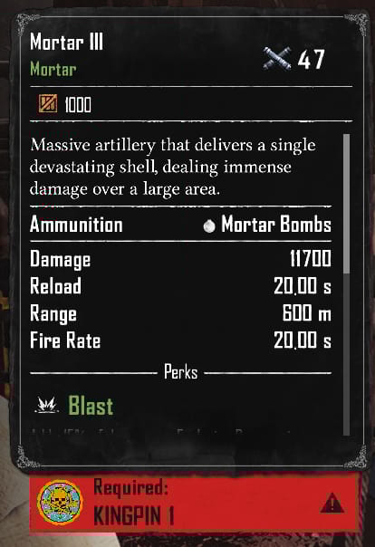 Mortar III (Required:Kingpin 1)