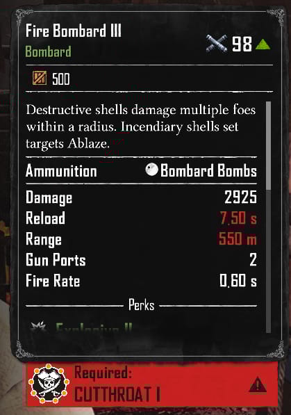 Fire Bombard III (Required:Cutthroat 1)
